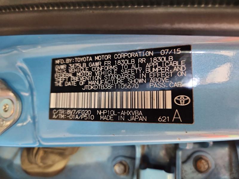 Продаж на аукціоні авто 2015 Toyota Prius C, vin: JTDKDTB38F1105670, номер лоту: 57209526