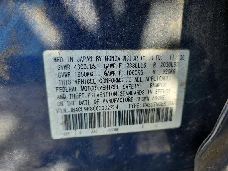 Продажа на аукционе авто 2006 Acura Tsx, vin: JH4CL96866C002234, номер лота: 58249486