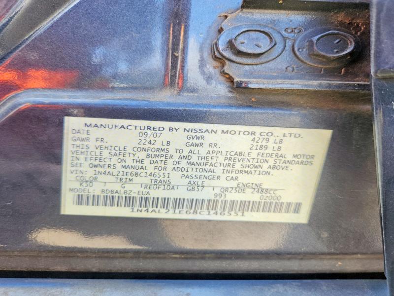 Aukcja sprzedaży 2008 Nissan Altima, vin: 1N4AL21E68C146551, numer aukcji: 58399216