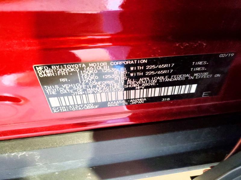 2019 Toyota Rav4 მანქანა იყიდება აუქციონზე, vin: JTMP1RFV3KD515122, აუქციონის ნომერი: 54559156