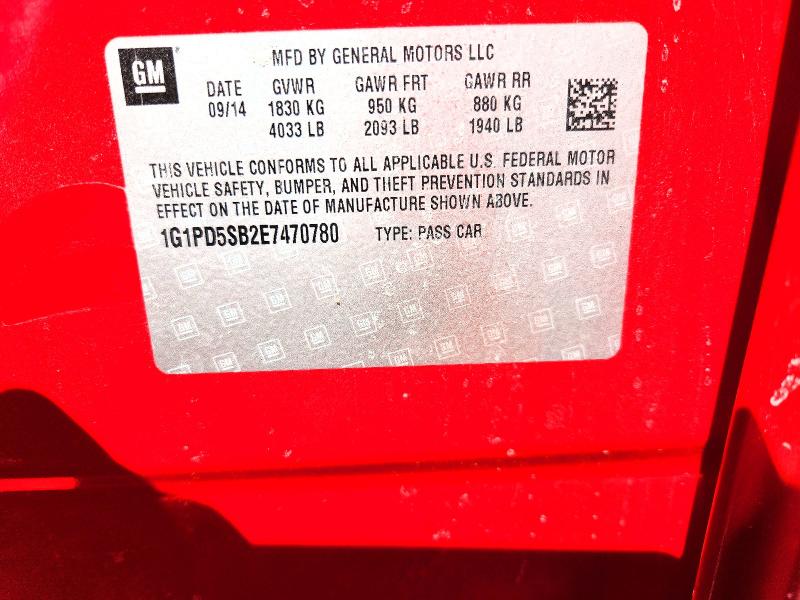 Продаж на аукціоні авто 2014 Chevrolet Cruze, vin: 1G1PD5SB2E7470780, номер лоту: 56322786