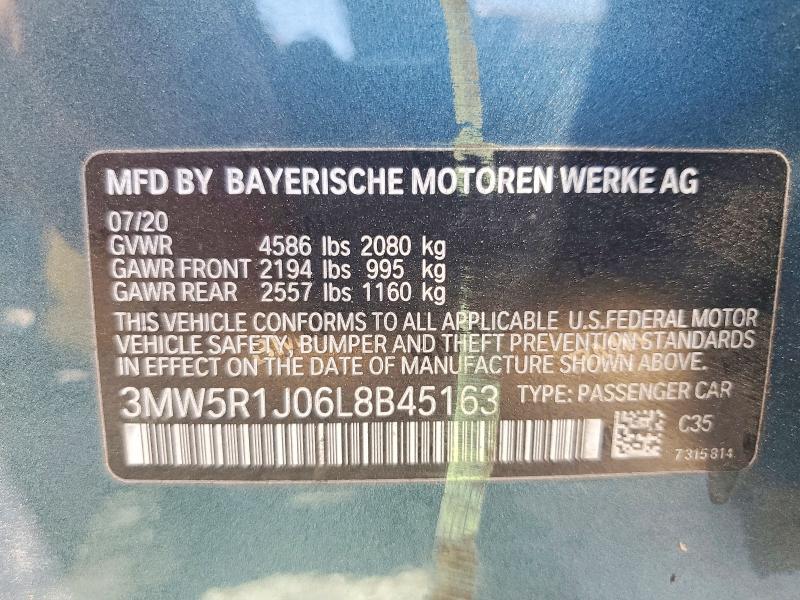 Aukcja sprzedaży 2020 Bmw 330i, vin: 3MW5R1J06L8B45163, numer aukcji: 58260216