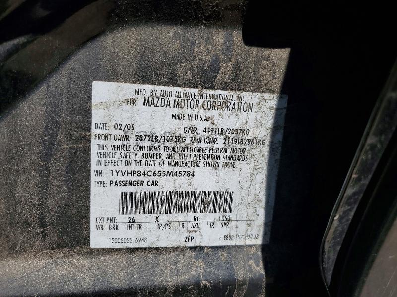 56143696 :رقم المزاد ، 1YVHP84C655M45784 vin ، 2005 Mazda 6 مزاد بيع