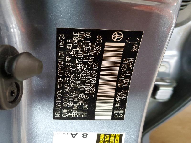 Продаж на аукціоні авто 2024 Toyota Corolla Hybrid, vin: JTDBCMFE0R3060320, номер лоту: 59085646