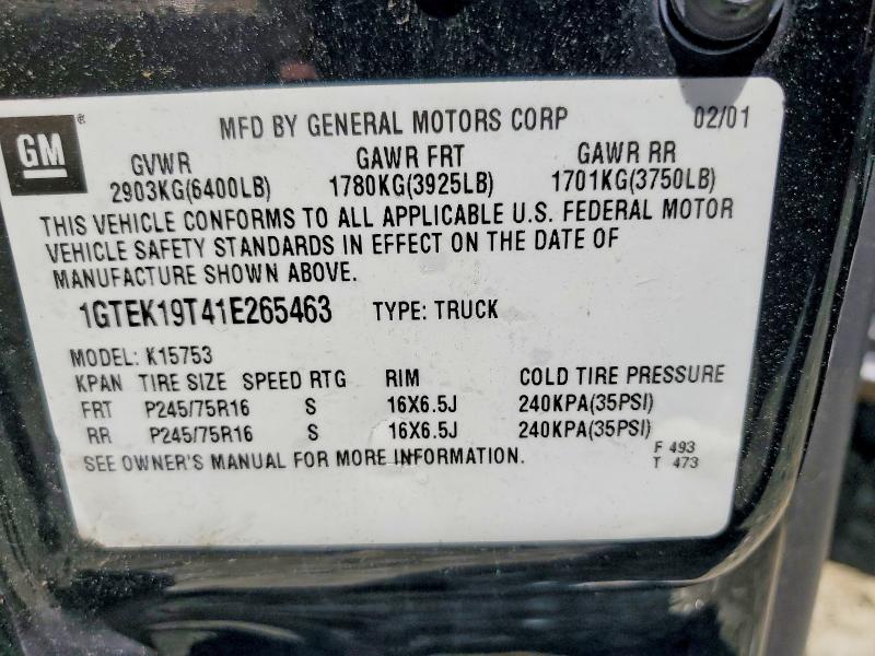 Aukcja sprzedaży 2001 Gmc New Sierra, vin: 1GTEK19T41E265463, numer aukcji: 55605276