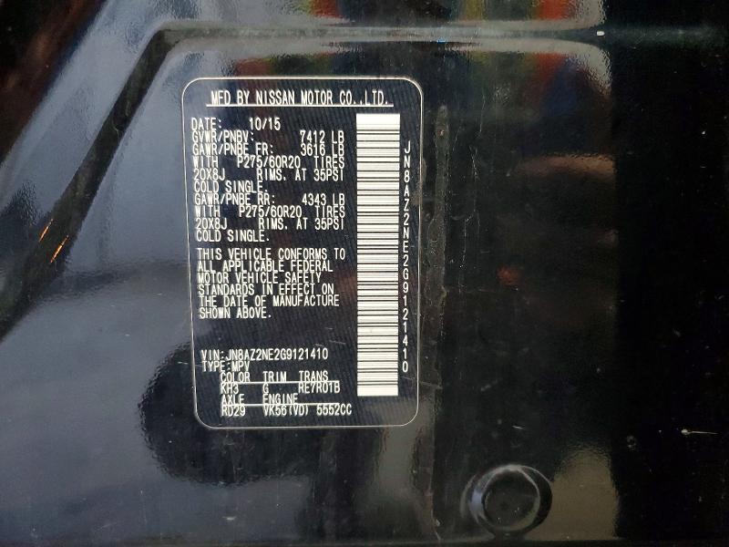 59217776 :رقم المزاد ، JN8AZ2NE2G9121410 vin ، 2016 Infiniti Qx80 مزاد بيع