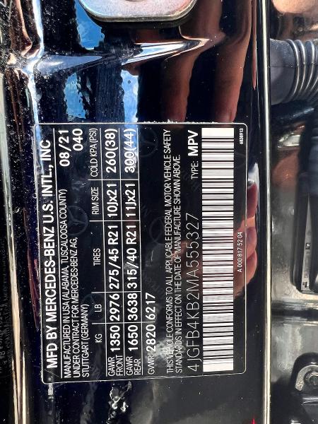 56327016 :رقم المزاد ، 4JGFB4KB2MA555327 vin ، 2021 Mercedes-benz Gle مزاد بيع