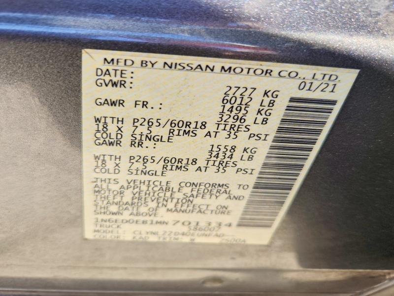 Продажа на аукционе авто 2021 Nissan Frontier, vin: 1N6ED0EB1MN701334, номер лота: 54994376