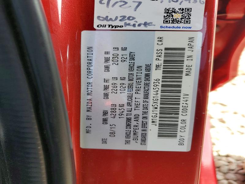 Aukcja sprzedaży 2016 Mazda 6, vin: JM1GJ1W5XG1445936, numer aukcji: 58337386