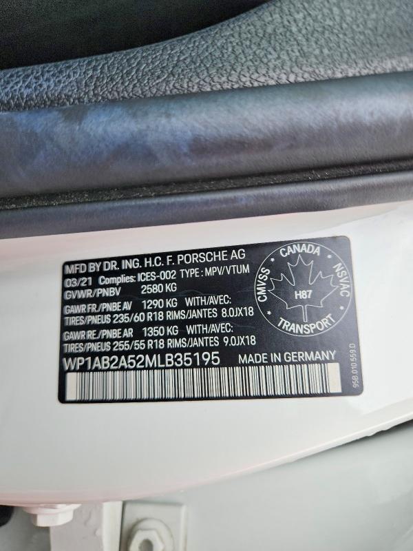 56874276 :رقم المزاد ، WP1AB2A52MLB35195 vin ، 2021 Porsche Macan مزاد بيع