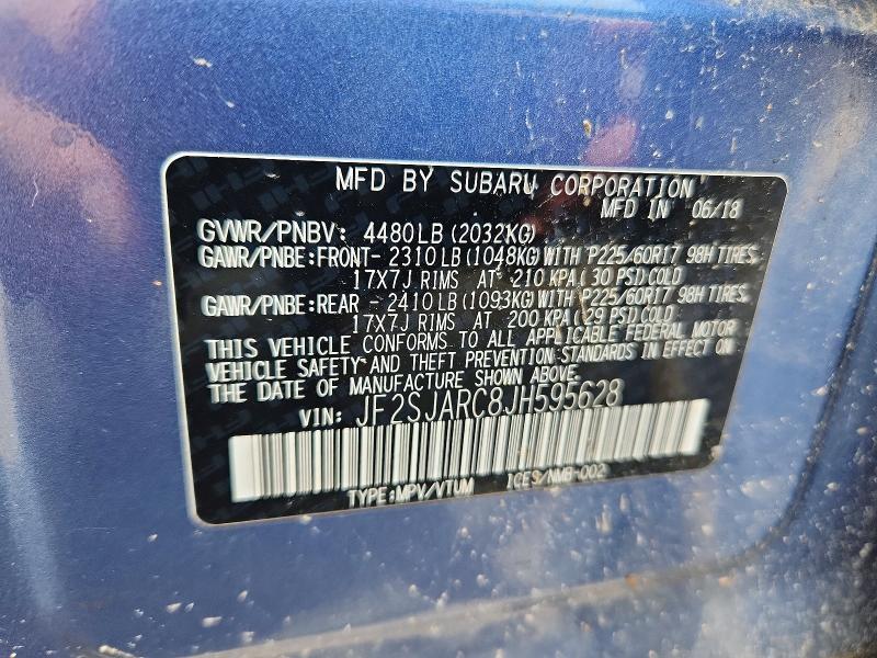 Aukcja sprzedaży 2018 Subaru Forester, vin: JF2SJARC8JH595628, numer aukcji: 57177036