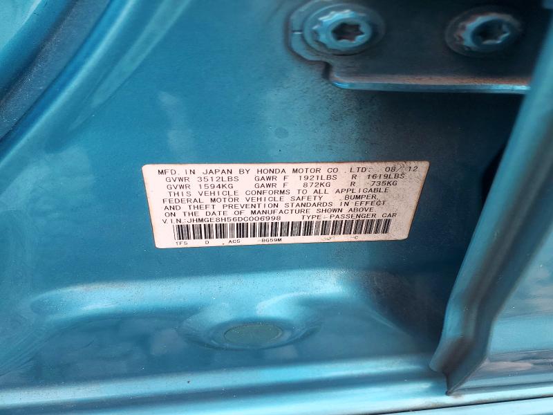 Продаж на аукціоні авто 2013 Honda Fit, vin: JHMGE8H56DC006998, номер лоту: 56569366