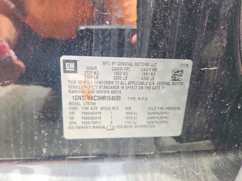 55735286 :رقم المزاد ، 1GNSCAKC3HR164936 vin ، 2017 Chevrolet Tahoe مزاد بيع