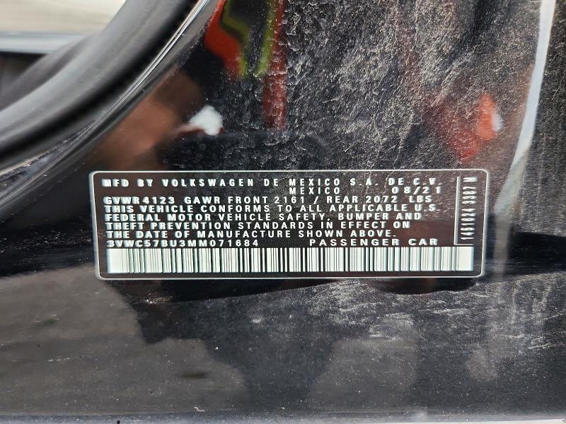 Aukcja sprzedaży 2021 Volkswagen Jetta, vin: 3VWC57BU3MM071684, numer aukcji: 58360686