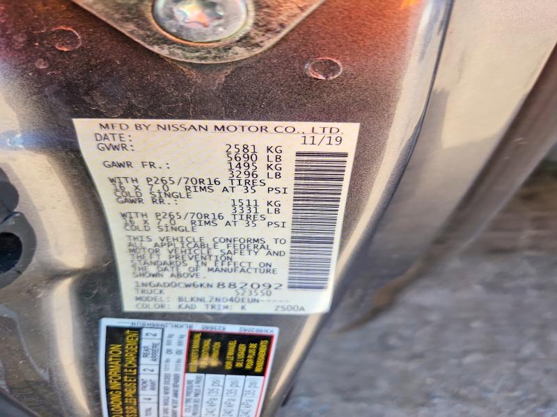 Aukcja sprzedaży 2019 Nissan Frontier, vin: 1N6AD0CW6KN882092, numer aukcji: 54844066