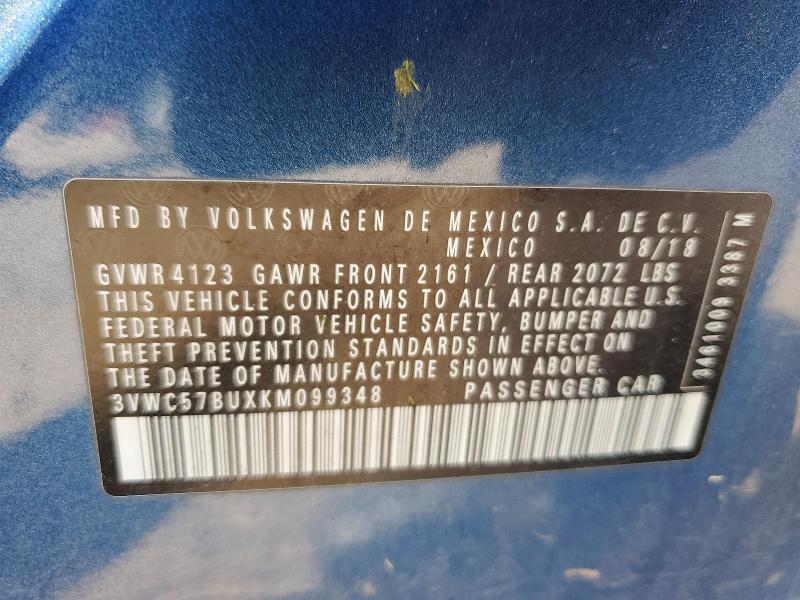 55941006 :رقم المزاد ، 3VWC57BUXKM099348 vin ، 2019 Volkswagen Jetta مزاد بيع