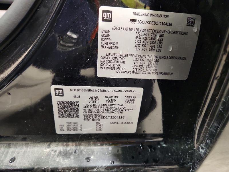2026 Chevrolet Silverado მანქანა იყიდება აუქციონზე, vin: 2GCUKDED1T1104116, აუქციონის ნომერი: 55917986