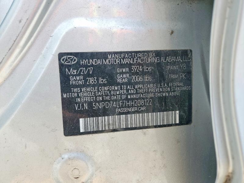 Продаж на аукціоні авто 2017 Hyundai Elantra, vin: 5NPD74LF7HH208122, номер лоту: 57007226