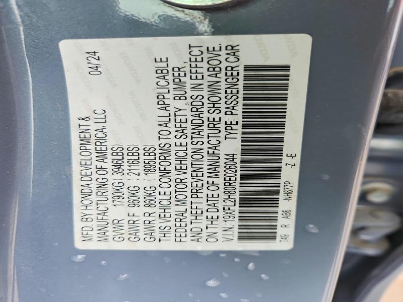 Продаж на аукціоні авто 2024 Honda Civic, vin: 19XFL2H80RE026044, номер лоту: 57991806