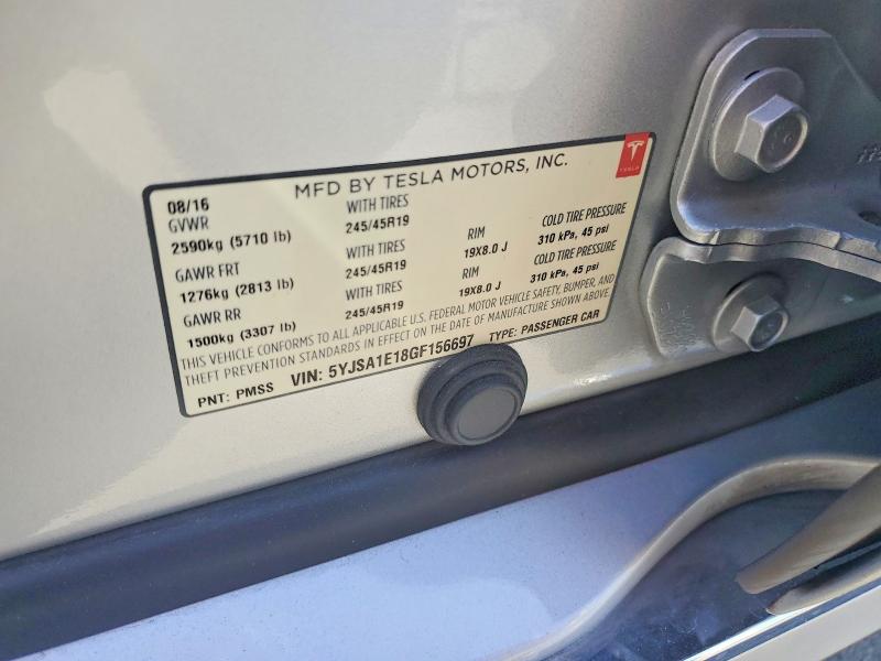 85622175 :رقم المزاد ، 5YJSA1E18GF156697 vin ، 2016 Tesla Model S مزاد بيع