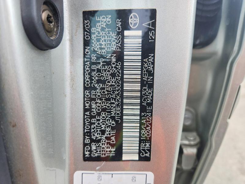 Продажа на аукционе авто 2003 Toyota Camry, vin: JTDBE32K330242246, номер лота: 59357076