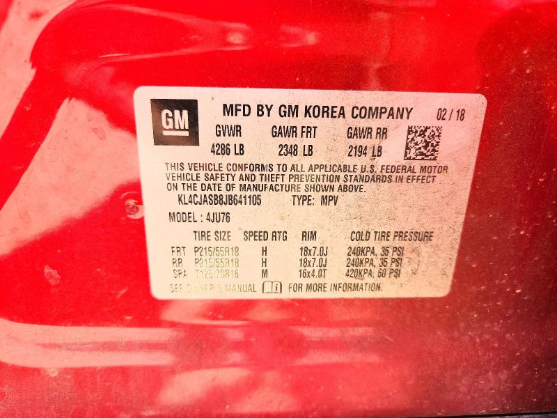 55756266 :رقم المزاد ، KL4CJASB8JB641105 vin ، 2018 Buick Encore Preferred مزاد بيع