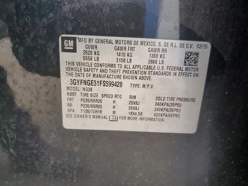 Продажа на аукционе авто 2015 Cadillac Srx, vin: 3GYFNGE31FS599428, номер лота: 56520596