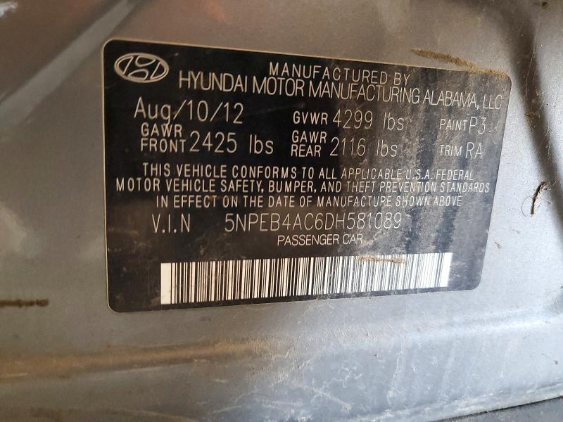 Продаж на аукціоні авто 2013 Hyundai Sonata, vin: 5NPEB4AC6DH581089, номер лоту: 54095746