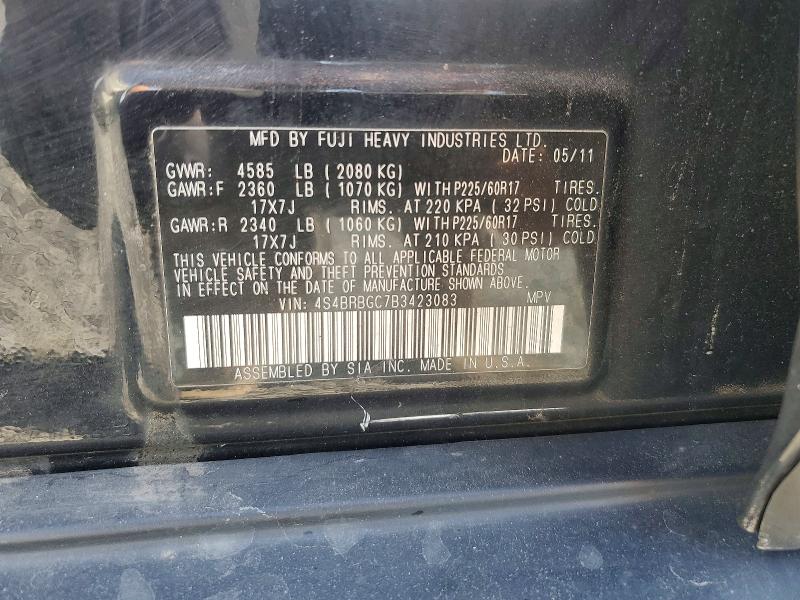 Aukcja sprzedaży 2011 Subaru Outback, vin: 4S4BRBGC7B3423083, numer aukcji: 58831406