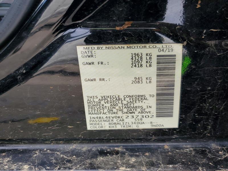 Продажа на аукционе авто 2019 Nissan Altima, vin: 1N4BL4EV0KC237302, номер лота: 55882246