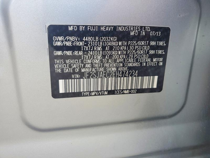 Aukcja sprzedaży 2014 Subaru Forester, vin: JF2SJAEC2EH474234, numer aukcji: 56642756