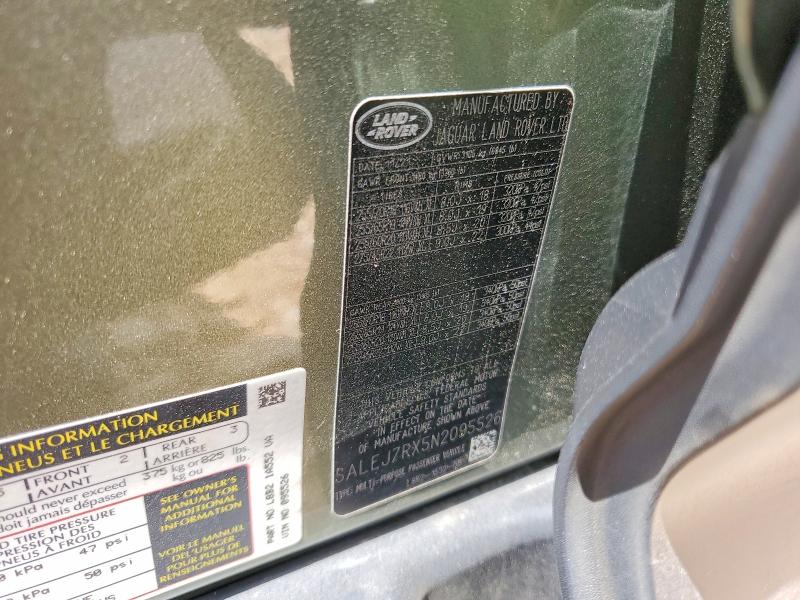 57727126 :رقم المزاد ، SALEJ7RX5N2095526 vin ، 2022 Land Rover Defender مزاد بيع
