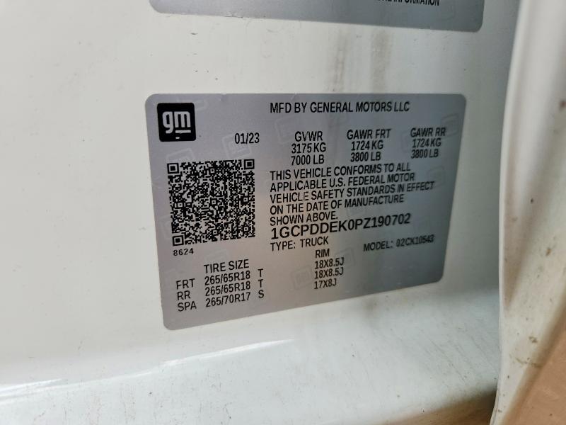 Aukcja sprzedaży 2023 Chevrolet Silverado, vin: 1GCPDDEK0PZ190702, numer aukcji: 57537996