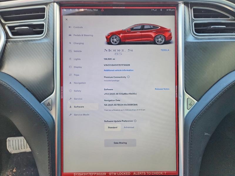 Продаж на аукціоні авто 2014 Tesla Model S, vin: 5YJSA1H17EFP30229, номер лоту: 58100006