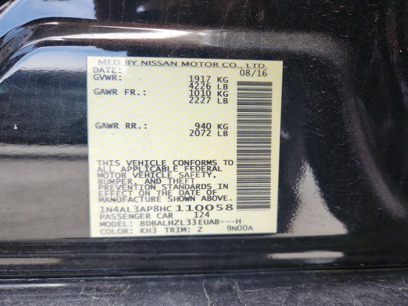 56314556 :رقم المزاد ، 1N4AL3AP8HC110058 vin ، 2017 Nissan Altima مزاد بيع