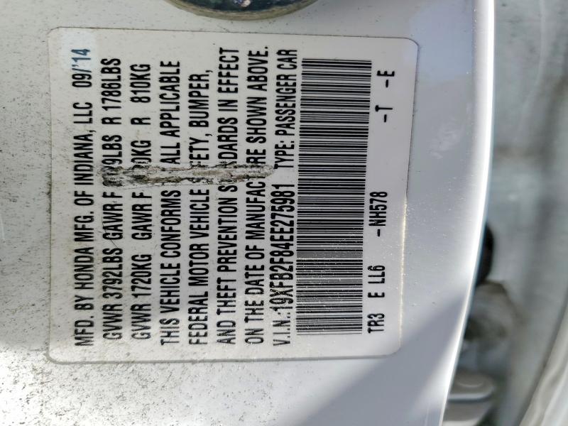 2014 Honda Civic მანქანა იყიდება აუქციონზე, vin: 19XFB2F84EE275981, აუქციონის ნომერი: 52960536