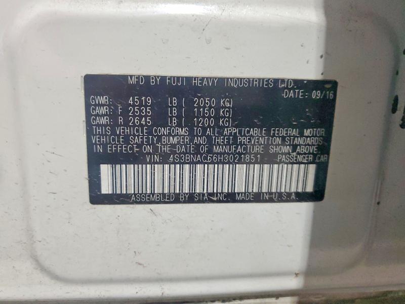 Продажа на аукционе авто 2017 Subaru Legacy, vin: 4S3BNAC66H3021851, номер лота: 56635166