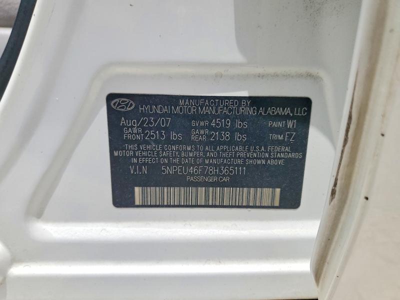 2008 Hyundai Sonata მანქანა იყიდება აუქციონზე, vin: 5NPEU46F78H365111, აუქციონის ნომერი: 59102976