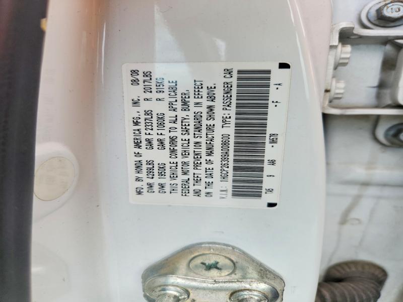 57559136 :رقم المزاد ، 1HGCP26399A008600 vin ، 2009 Honda Accord مزاد بيع