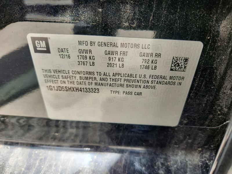 Aukcja sprzedaży 2017 Chevrolet Sonic, vin: 1G1JD5SHXH4133323, numer aukcji: 55772796