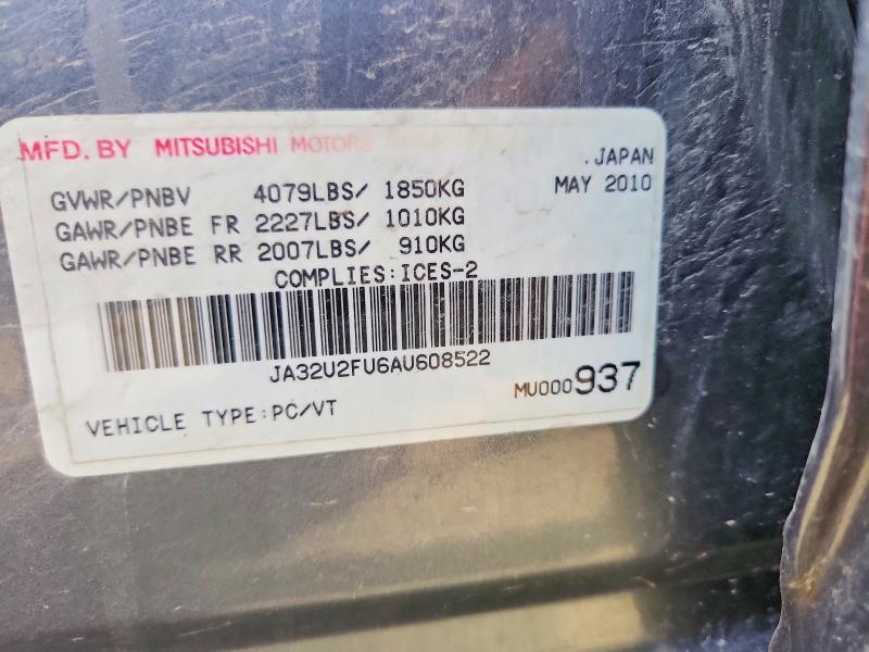 Продаж на аукціоні авто 2010 Mitsubishi Lancer, vin: JA32U2FU6AU608522, номер лоту: 55557936