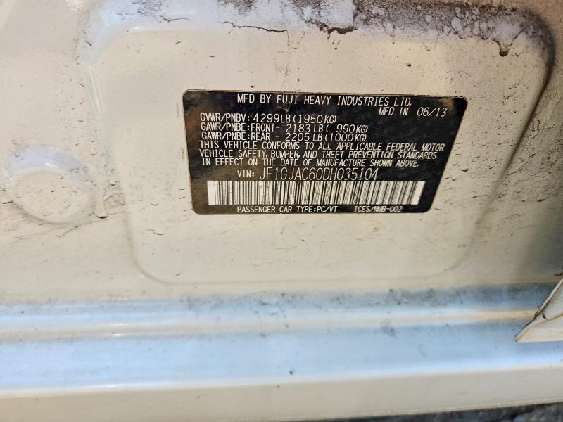 2027 Subaru Impreza მანქანა იყიდება აუქციონზე, vin: JF1GJAC60DH035104, აუქციონის ნომერი: 85452685