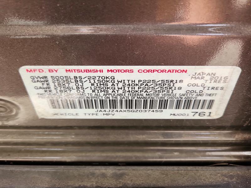 Aukcja sprzedaży 2016 Mitsubishi Outlander, vin: JA4JZ4AX5GZ037459, numer aukcji: 55737986