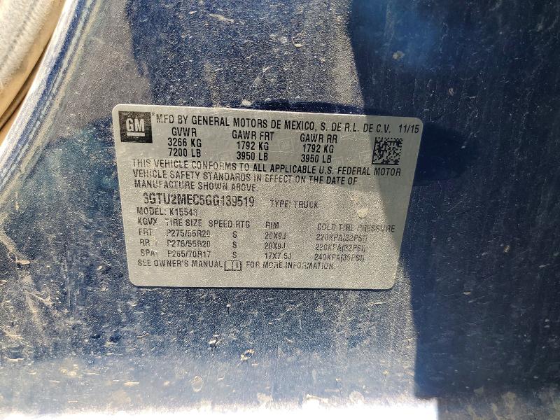 Продажа на аукционе авто 2016 Gmc Sierra, vin: 3GTU2MEC5GG139519, номер лота: 57385376