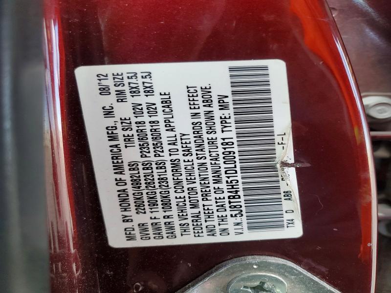 57740026 :رقم المزاد ، 5J8TB4H51DL009181 vin ، 2013 Acura Rdx مزاد بيع