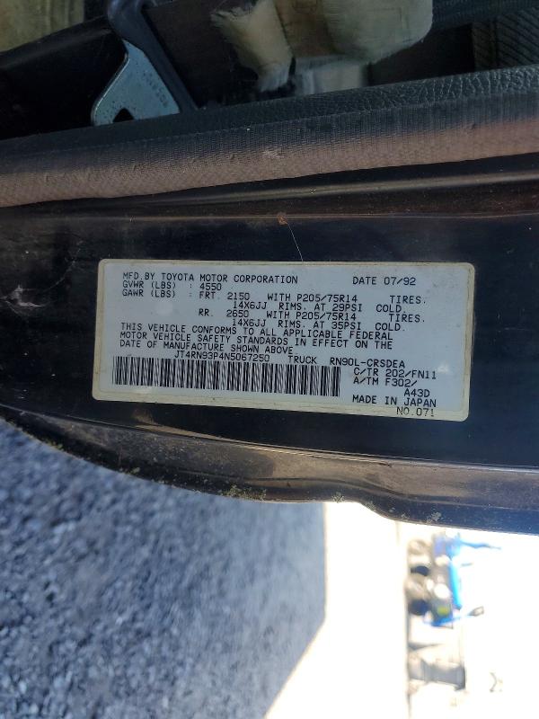 Aukcja sprzedaży 1992 Toyota Pickup, vin: JT4RN93P4N5067250, numer aukcji: 95587255