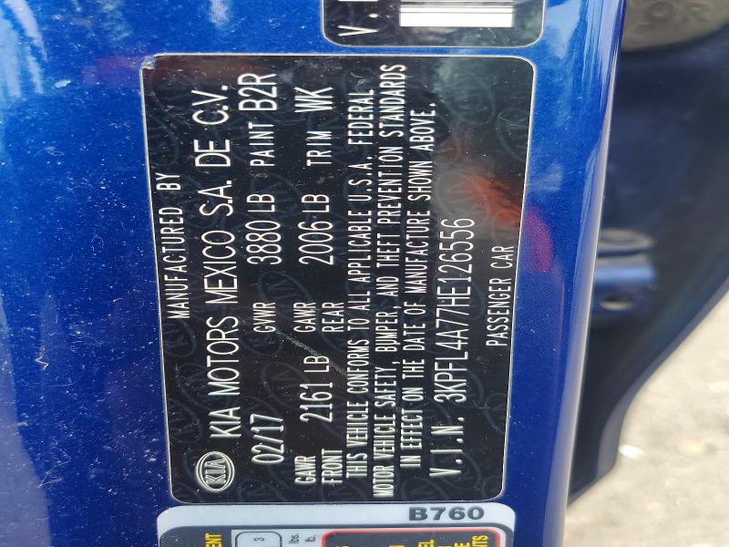 Продаж на аукціоні авто 2017 Kia Forte, vin: 3KPFL4A77HE126556, номер лоту: 56161866