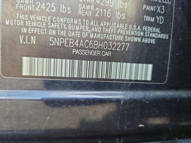 2011 Hyundai Sonata მანქანა იყიდება აუქციონზე, vin: 5NPEB4AC6BH032277, აუქციონის ნომერი: 58905126