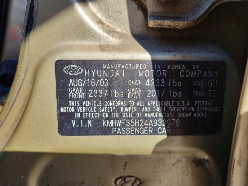Продажа на аукционе авто 2004 Hyundai Sonata, vin: KMHWF35H24A932978, номер лота: 57032386