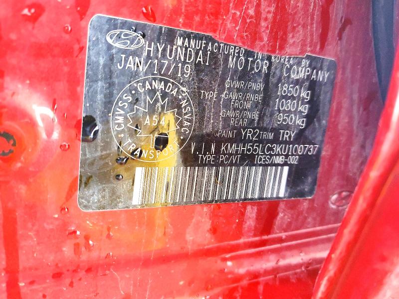 57190246 :رقم المزاد ، KMHH55LC3KU100737 vin ، 2019 Hyundai Elantra Gt مزاد بيع